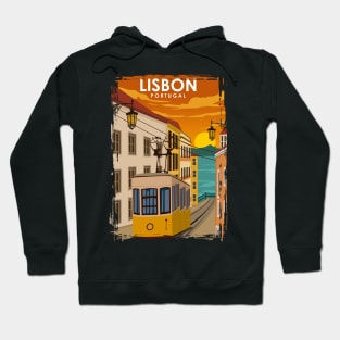 Lisbon Portugal Vintage Minimal Travel Poster Hoodie